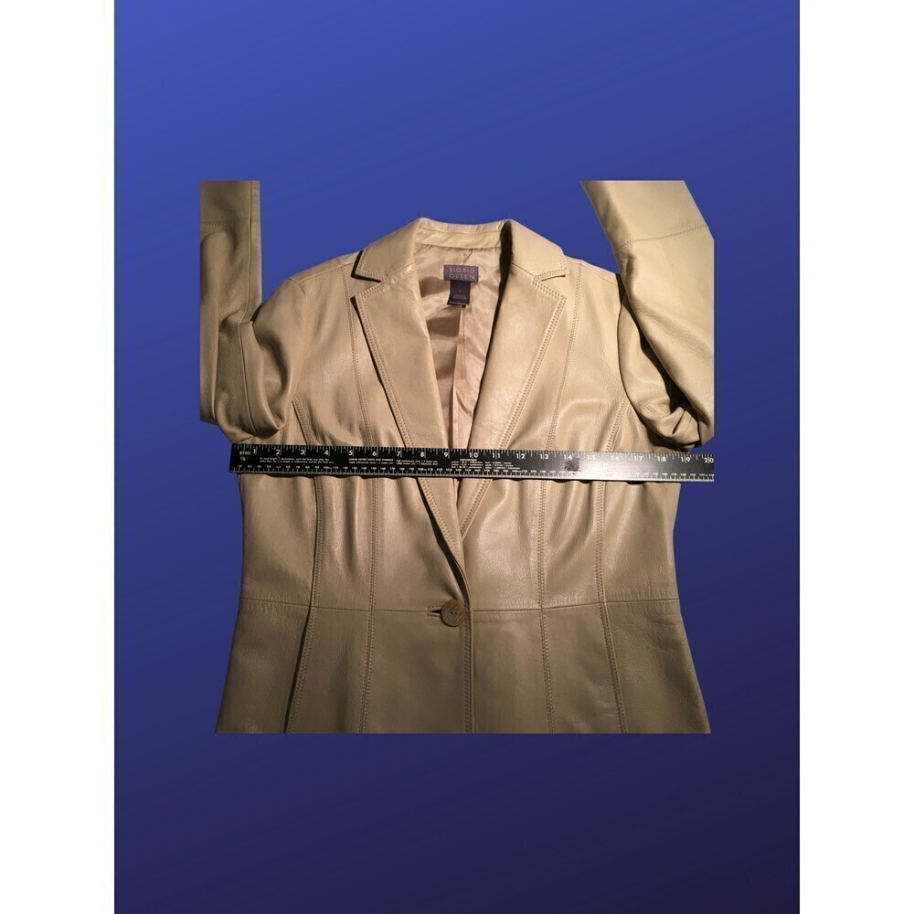 Sigrid Olsen 100% Leather Blazer Jacket, Bone Bei… - image 4
